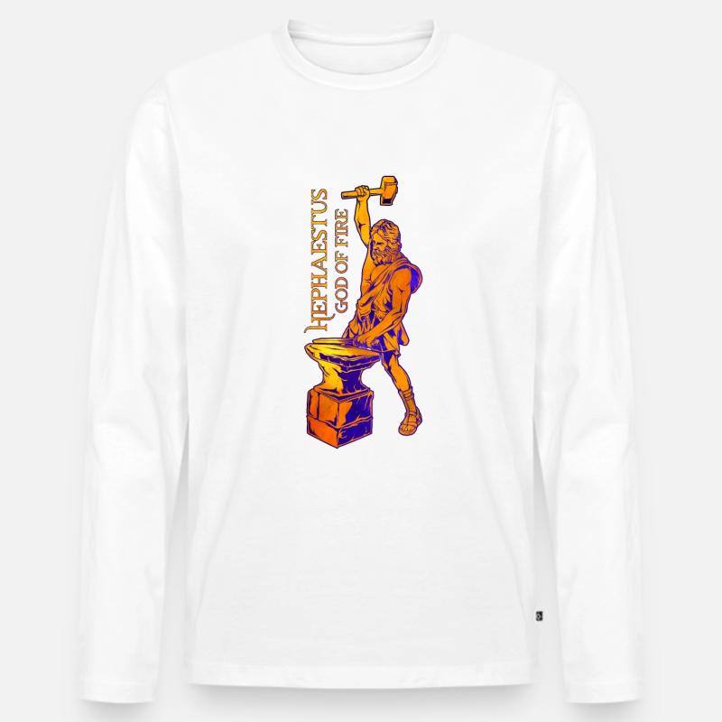 Gott des Feuers - Hephaistos - Männer Premium Bio Langarmshirt - Weiß