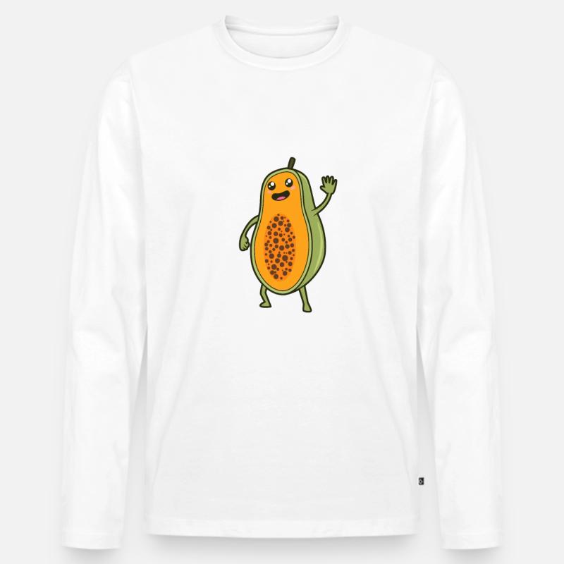 Kawaii Comic Papaya - Männer Premium Bio Langarmshirt - Weiß
