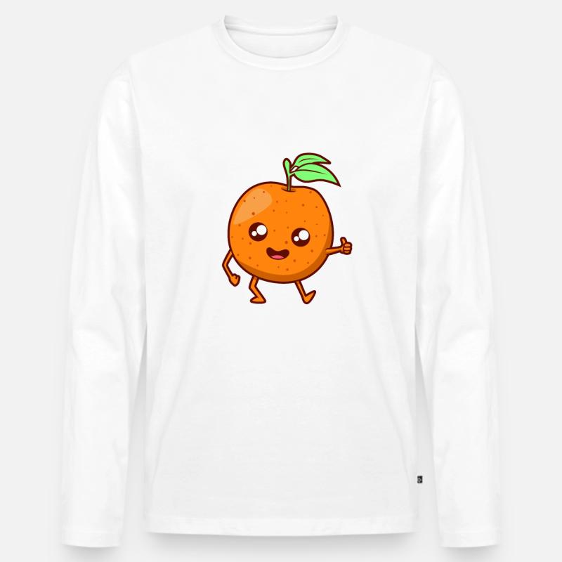 Kawaii Comic Orange - Männer Premium Bio Langarmshirt - Weiß
