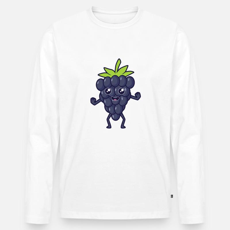 Kawaii Comic Brombeere - Männer Premium Bio Langarmshirt - Weiß