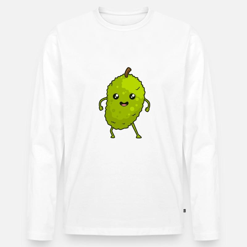 Kawaii Comic Jackfrucht - Männer Premium Bio Langarmshirt - Weiß