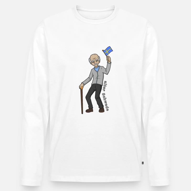 Alter Schwede - Männer Premium Bio Langarmshirt - Weiß