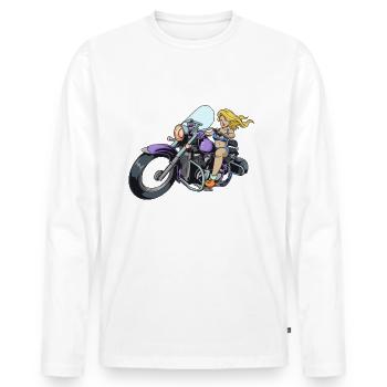 Sexy Lady auf Motorrad - Männer Premium Bio Langarmshirt - Weiß - Vorne - Nico (187cm)