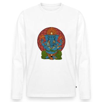 Dieu hindou - Ganesha - T-shirt manches longues Premium bio Homme - blanc - Devant - Nico (187cm)