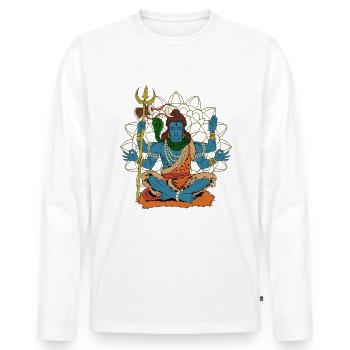 Dieu hindou - Shiva - T-shirt manches longues Premium bio Homme - blanc - Devant - Nico (187cm)