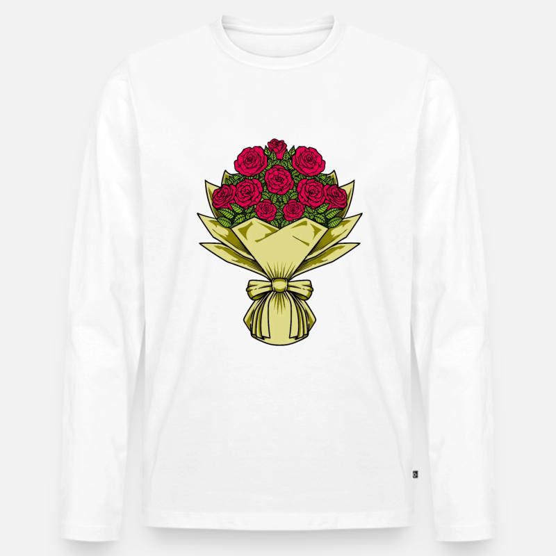 Rote Rosen - Blumenstrauß - Männer Premium Bio Langarmshirt - Weiß