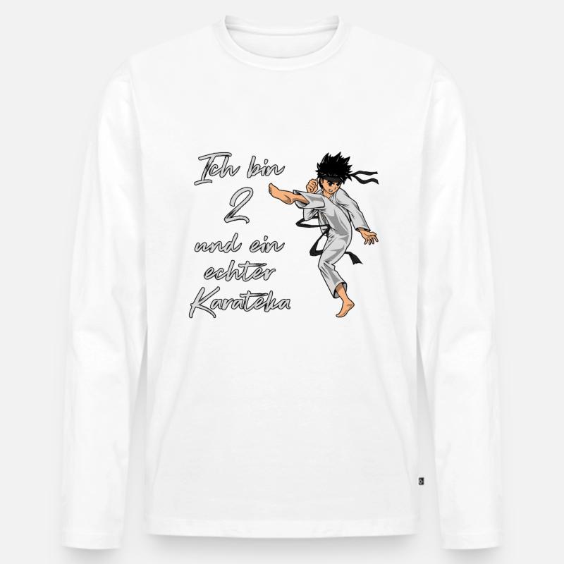 Ich bin 2 - Jungen Karate - Männer Premium Bio Langarmshirt - Weiß