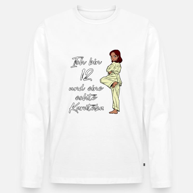 Ich bin 12 - Mädchen Karate - Männer Premium Bio Langarmshirt - Weiß