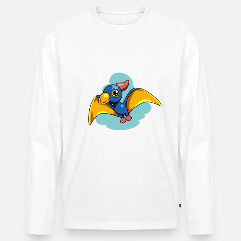 Cartoon Pteranodon - Männer Premium Bio Langarmshirt - Weiß