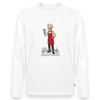 Junge Nachwuchs Koch - Männer Premium Bio Langarmshirt - Weiß - Vorne - Nico (187cm)
