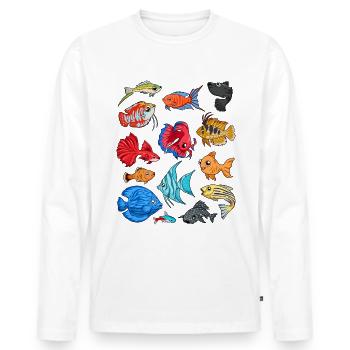 Verschiedene Zierfische - Aquaristik - Männer Premium Bio Langarmshirt - Weiß - Vorne - Nico (187cm)