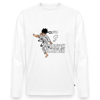 Ich bin 3 - Jungen Karate - Männer Premium Bio Langarmshirt - Weiß - Vorne - Nico (187cm)