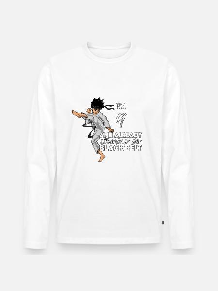 I'm 9 - Boy Karate - Men's Premium Organic Long Sleeve Shirt - white
