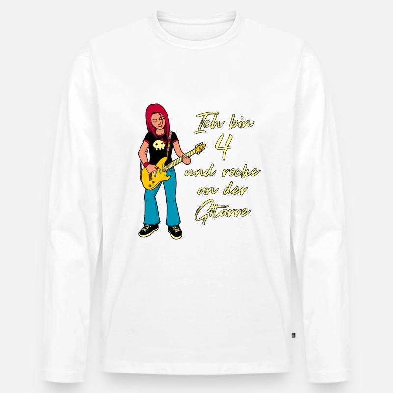 Ich bin 4 - Mädchen Gitarrist - Männer Premium Bio Langarmshirt - Weiß
