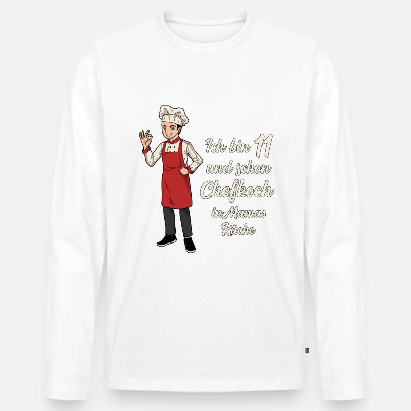 Ich bin 11 - Jungen Koch - Männer Premium Bio Langarmshirt - Weiß
