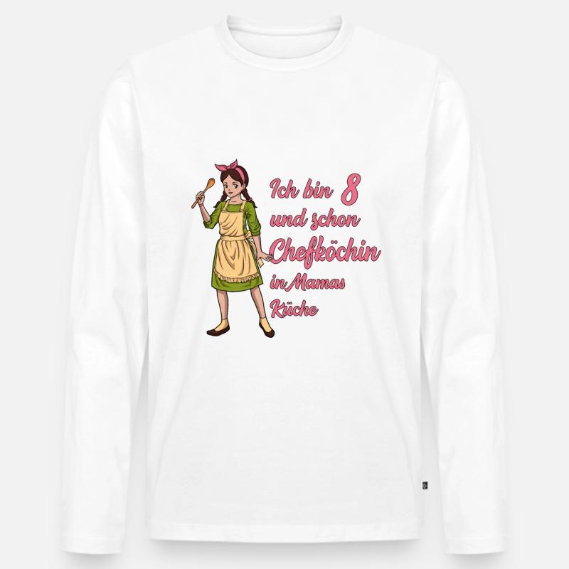 Ich bin 8 - Mädchen Koch - Männer Premium Bio Langarmshirt - Weiß