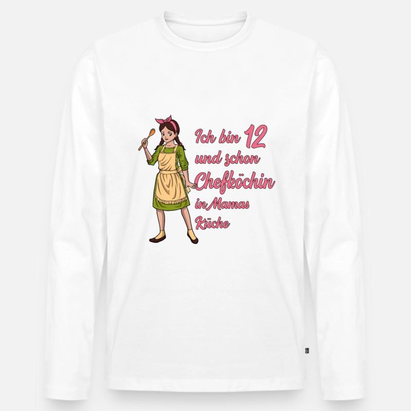 Ich bin 12 - Mädchen Koch - Männer Premium Bio Langarmshirt - Weiß
