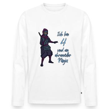 Ich bin 4 - Jungen Ninja - Männer Premium Bio Langarmshirt - Weiß - Vorne - Nico (187cm)