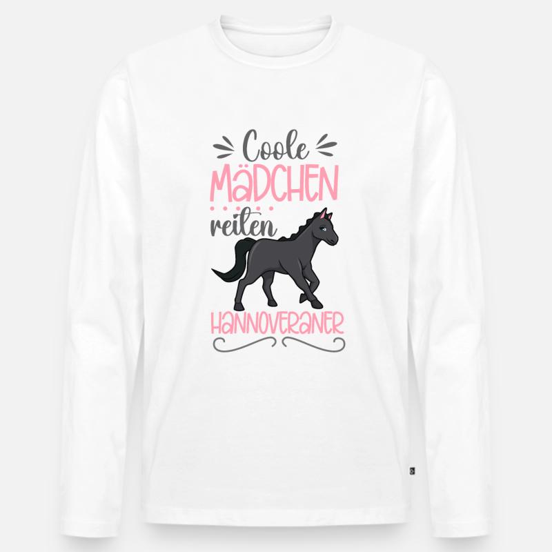 Coole Mädchen reiten Hannoveraner - Männer Premium Bio Langarmshirt - Weiß