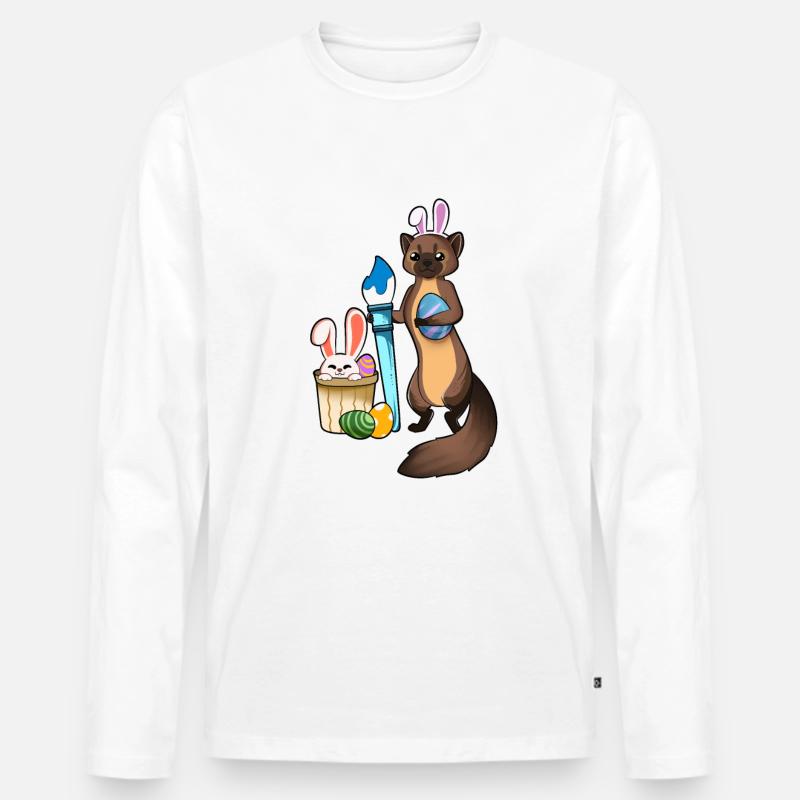 Süßes Frettchen bemalt Ostereier - Männer Premium Bio Langarmshirt - Weiß