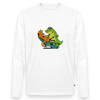 Horse at the crocodile dentist - Men's Premium Organic Long Sleeve Shirt - white - Front - Nico (187cm)