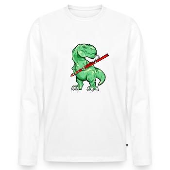 TREX plays bassoon - Men's Premium Organic Long Sleeve Shirt - white - Front - Nico (187cm)