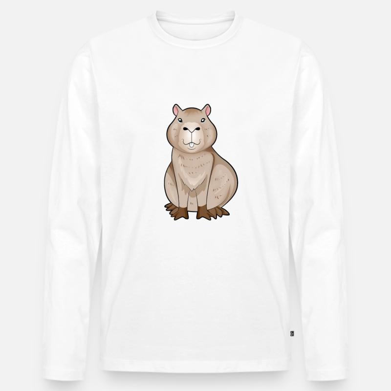 Kawaii Capybara - Männer Premium Bio Langarmshirt - Weiß