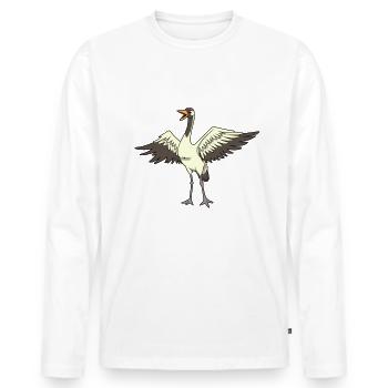 Grue Kawaii - T-shirt manches longues Premium bio Homme - blanc - Devant - Nico (187cm)