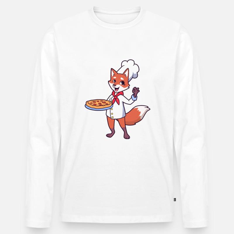 Fuchs ist Pizzabäcker - Männer Premium Bio Langarmshirt - Weiß