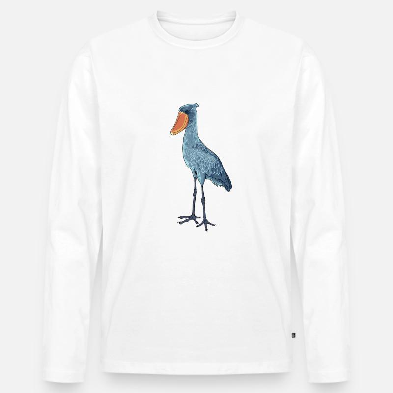 Zeichnung eines Schuhschnabel - Männer Premium Bio Langarmshirt - Weiß
