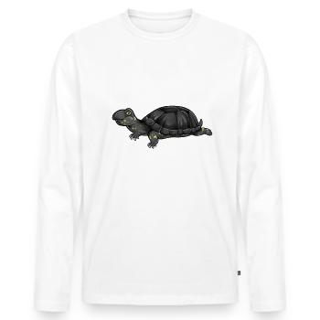 Kawaii pond turtle - Men's Premium Organic Long Sleeve Shirt - white - Front - Nico (187cm)
