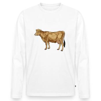 Zeichnung eines Jersey Rind - Männer Premium Bio Langarmshirt - Weiß - Vorne - Nico (187cm)