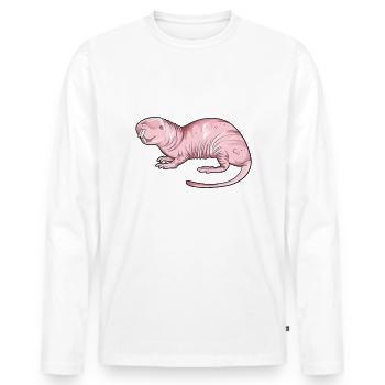 Dessin d’un rat-taupe nu - T-shirt manches longues Premium bio Homme - blanc - Devant - Nico (187cm)