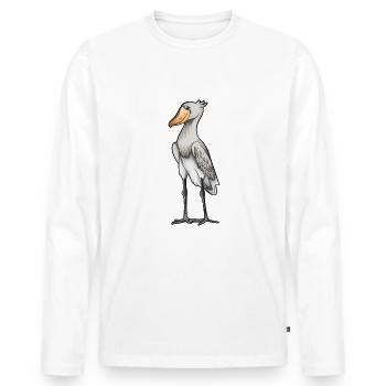 Dessin d’un bec-chaussure - T-shirt manches longues Premium bio Homme - blanc - Devant - Nico (187cm)