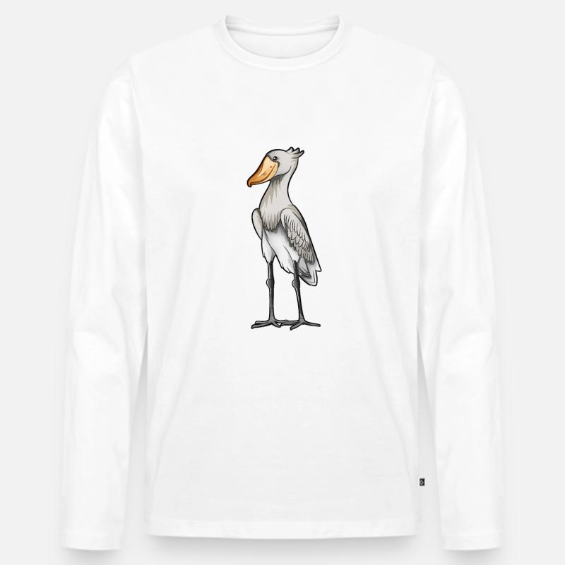 Zeichnung eines Schuhschnabel - Männer Premium Bio Langarmshirt - Weiß