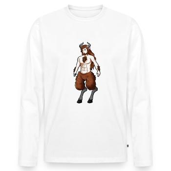 Half Goat - Half Man - Satyr - Men's Premium Organic Long Sleeve Shirt - white - Front - Nico (187cm)