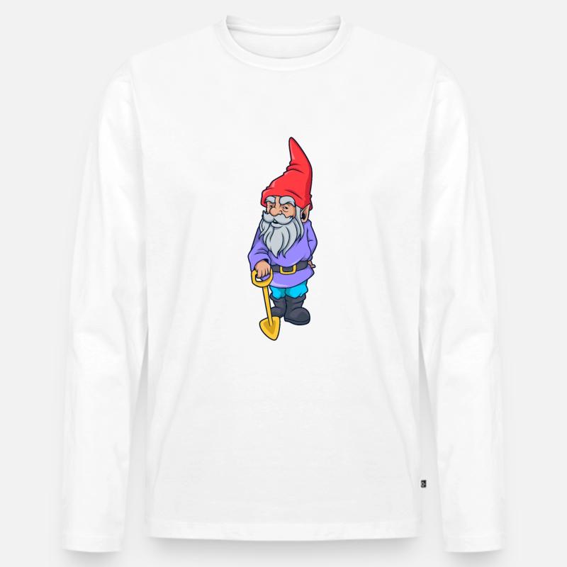 Gartenzwerg mit Schaufel - Männer Premium Bio Langarmshirt - Weiß