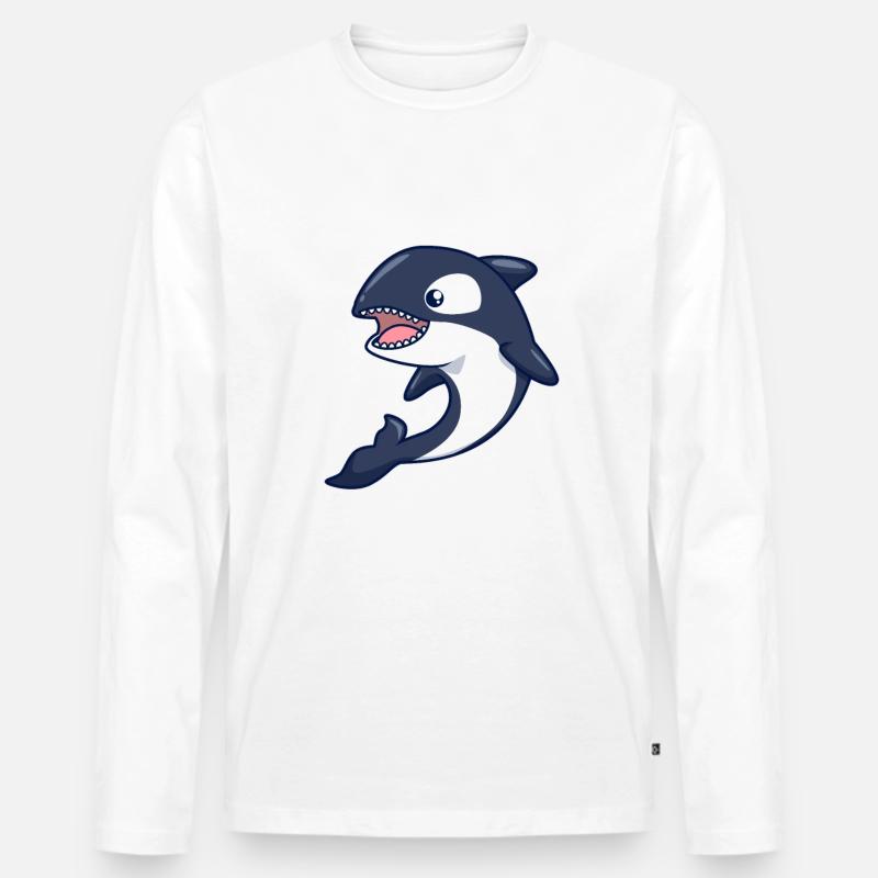 Kawaii Wal - Orca - Männer Premium Bio Langarmshirt - Weiß