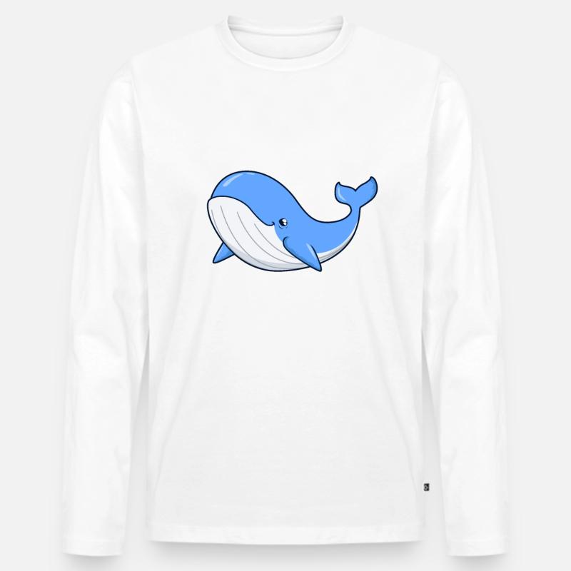 Kawaii Wal - Blauwal - Männer Premium Bio Langarmshirt - Weiß