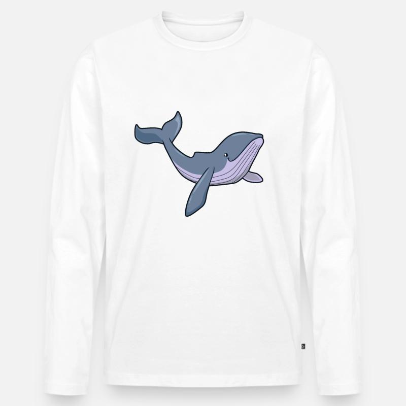 Kawaii Wal - Buckelwal - Männer Premium Bio Langarmshirt - Weiß