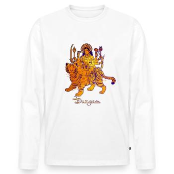 Dieu hindou - Durga - T-shirt manches longues Premium bio Homme - blanc - Devant - Nico (187cm)