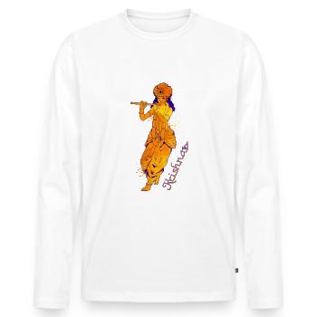 Hindu God - the Blue Flute Player Krishna - Men's Premium Organic Long Sleeve Shirt - white - Front - Nico (187cm)