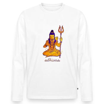 Dieu hindou - Shiva - T-shirt manches longues Premium bio Homme - blanc - Devant - Nico (187cm)