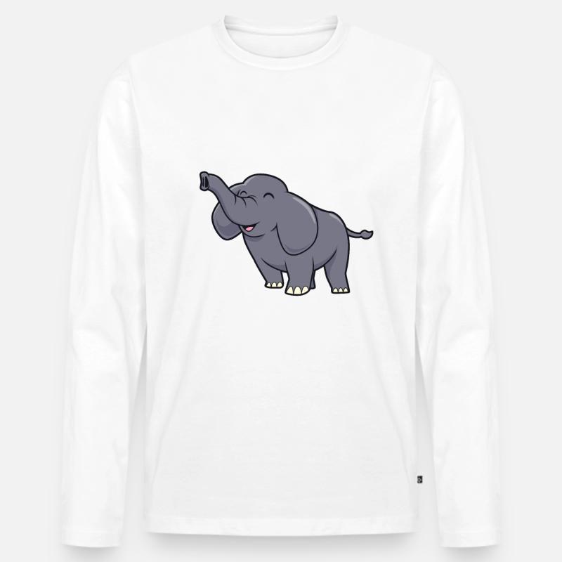 Kawaii Elefant - Männer Premium Bio Langarmshirt - Weiß