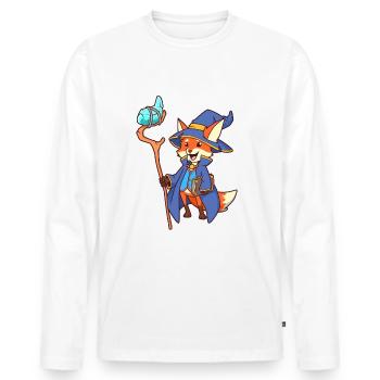 Wizard Fox - T-shirt manches longues Premium bio Homme - blanc - Devant - Nico (187cm)