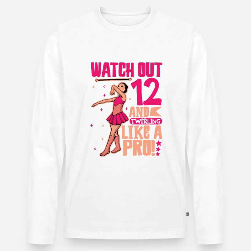 Ich bin 12 - Mädchen Twirling - Männer Premium Bio Langarmshirt - Weiß