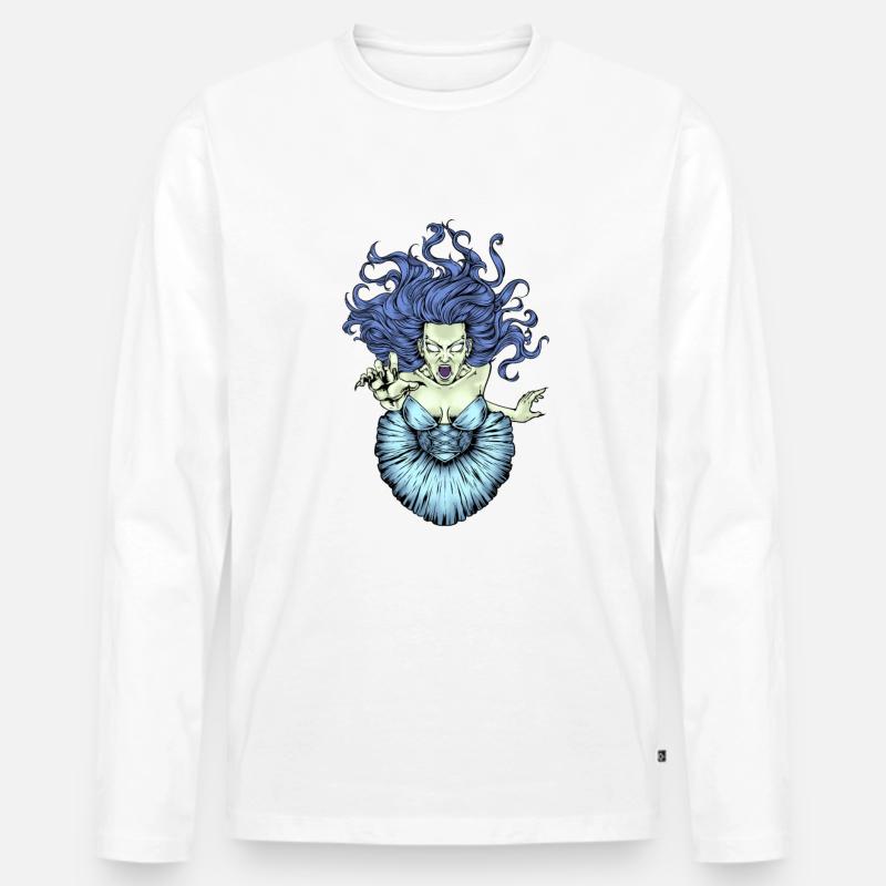 Banshee - Männer Premium Bio Langarmshirt - Weiß