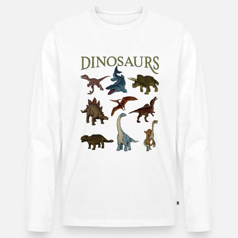 Dinosauri vari - Maglia a manica lunga ecologica premium da uomo - bianco