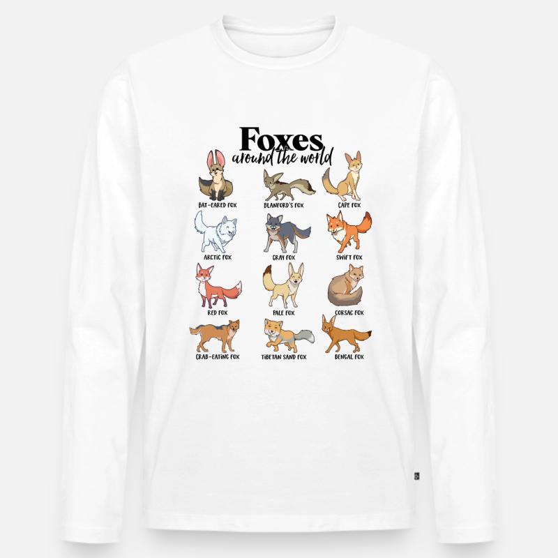 Füchse der Welt - Fuchsarten - Männer Premium Bio Langarmshirt - Weiß
