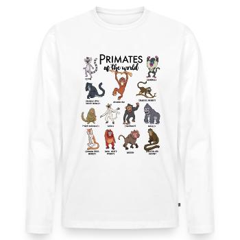 Different Monkeys - Types of Primates - Men's Premium Organic Long Sleeve Shirt - white - Front - Nico (187cm)